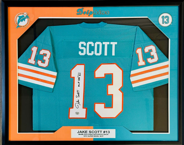 Jake Scott Autographed Framed Dolphins Jersey (Fanatics)