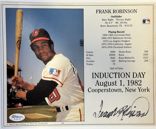 Frank Robinson Autographed Induction 8x10 Photocards (JSA)