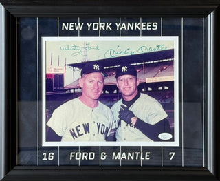 Mickey Mantle & Whitey Ford Autographed 8x10 Framed Baseball Photo (JSA)