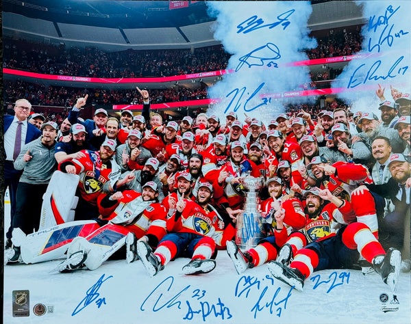 2023-24 Florida Panthers Multi Signed Stanley Cup Champions 16x20 Photo (Beckett)