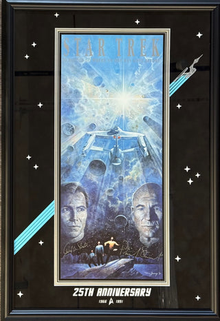 William Shatner & Patrick Stewart Signed 22x32 Framed Star Trek Captains Poster