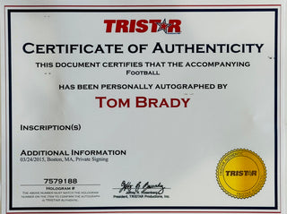 Tom Brady Autographed Official Duke Football (Tristar/Fanatics)