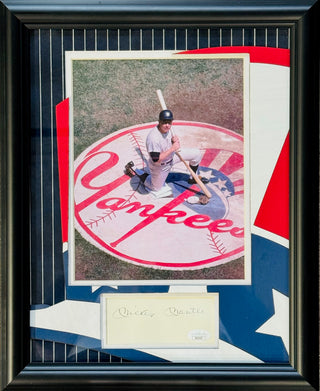 Mickey Mantle Autographed 3x5 Index Card Framed (JSA)