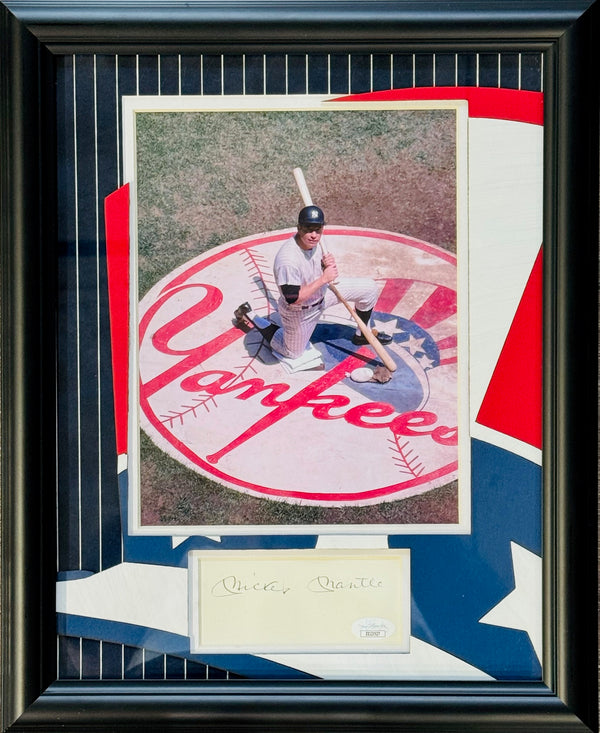Mickey Mantle Autographed 3x5 Index Card Framed (JSA)