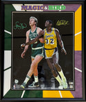 Magic Johnson & Larry Bird Autographed Framed 16x20 Photo (Beckett)