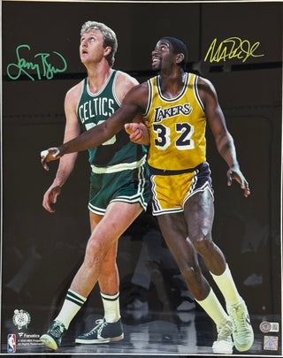 Magic Johnson & Larry Bird Autographed Framed 16x20 Photo (Beckett)