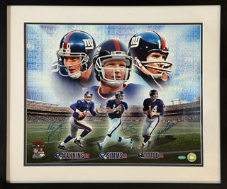 Eli Manning Phil Simms Y.A. Tittle Autographed Framed 16x20 Photo (Steiner)