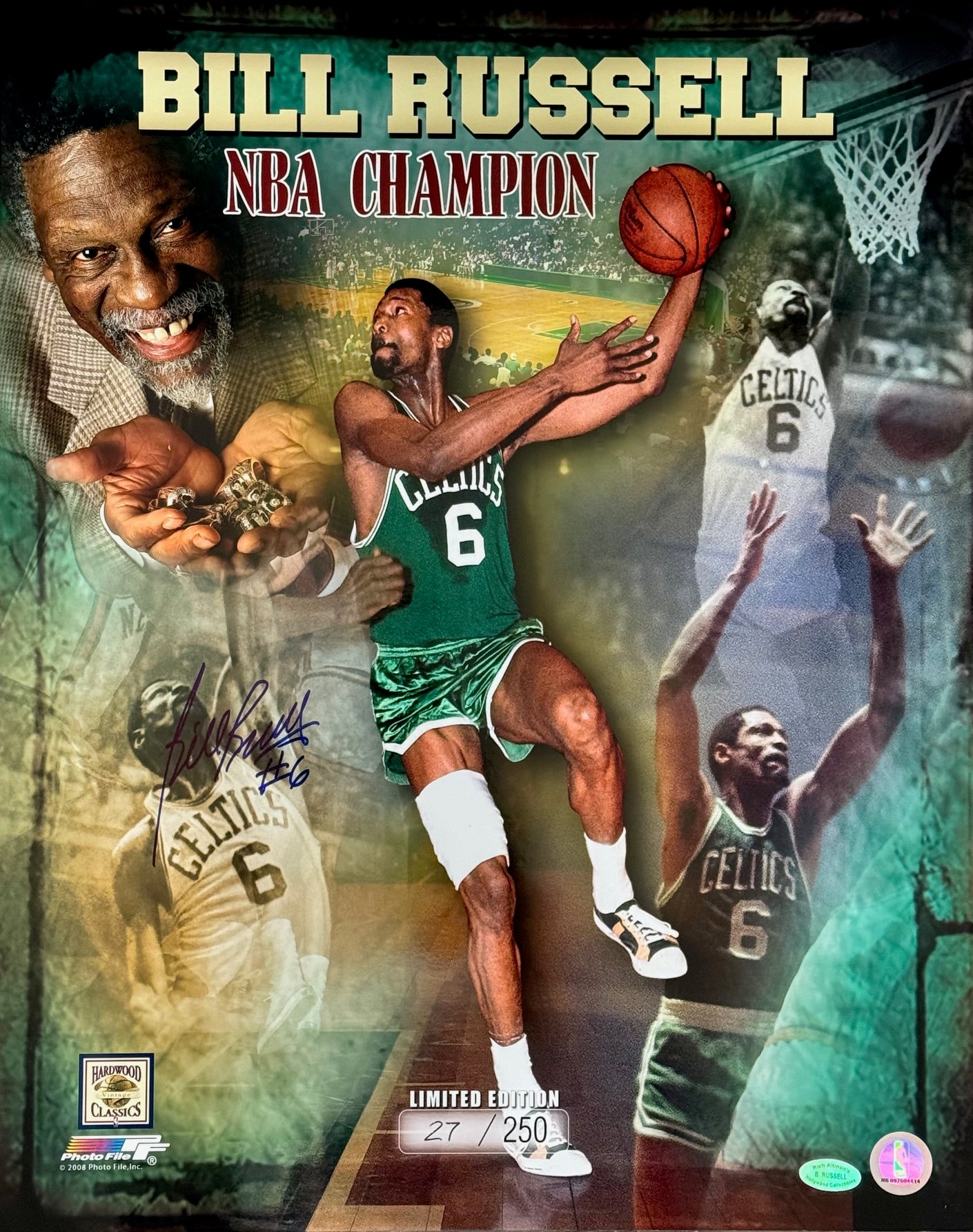 Bill Russell Autographed 16x20 Basketball Photo LE 27/250 | Hollywood ...