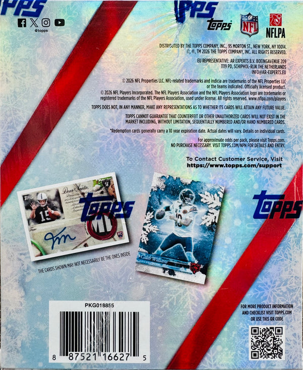 2026 Topps Holiday Football Mega Box (Holiday Exclusive Sparkle Parallels)