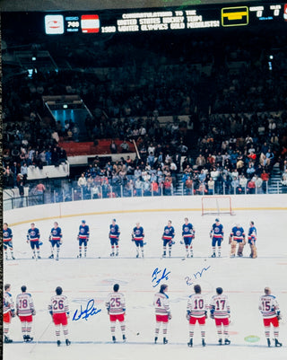 Ron Greschner Ron Duguay Mario Marois Autographed Rangers 16x20 Hockey Photo (Steiner)