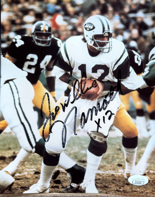 Joe Willie Namath Autographed 8x10 Football Photo (JSA)