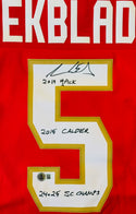 Aaron Ekblad Autographed Panthers Red Breakaway Fanatics Jersey (Beckett Witness)