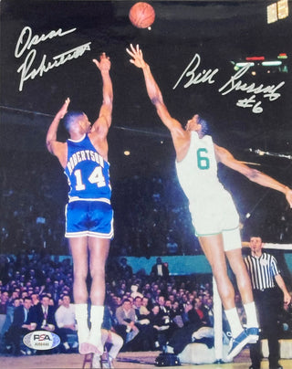 Bill Russell & Oscar Robertson Signed 8x10 Basketball Photo (PSA)
