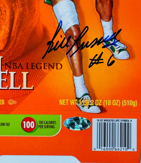 Bill Russell Autographed Wheaties Cereal Box Flat