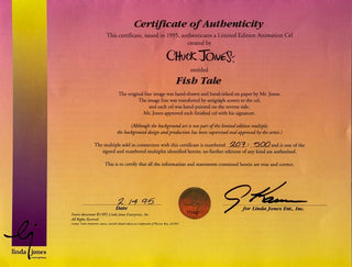 Chuck Jones Signed "Fish Tale" L.E. Cel207/500 Warner Bros. Animation Art 1995