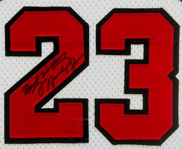 Michael Jordan Autographed Framed Chicago Bulls Nike Jersey (JSA)