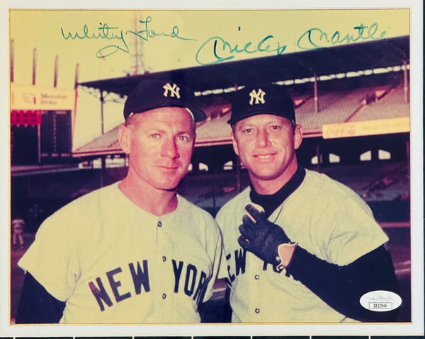 Mickey Mantle & Whitey Ford Autographed 8x10 Framed Baseball Photo (JSA)