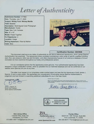 Mickey Mantle & Whitey Ford Autographed 8x10 Framed Baseball Photo (JSA)