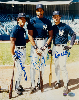 Rickey Henderson Dave Winfield & Don Mattingly Autographed 8x10 Photo (Steiner)