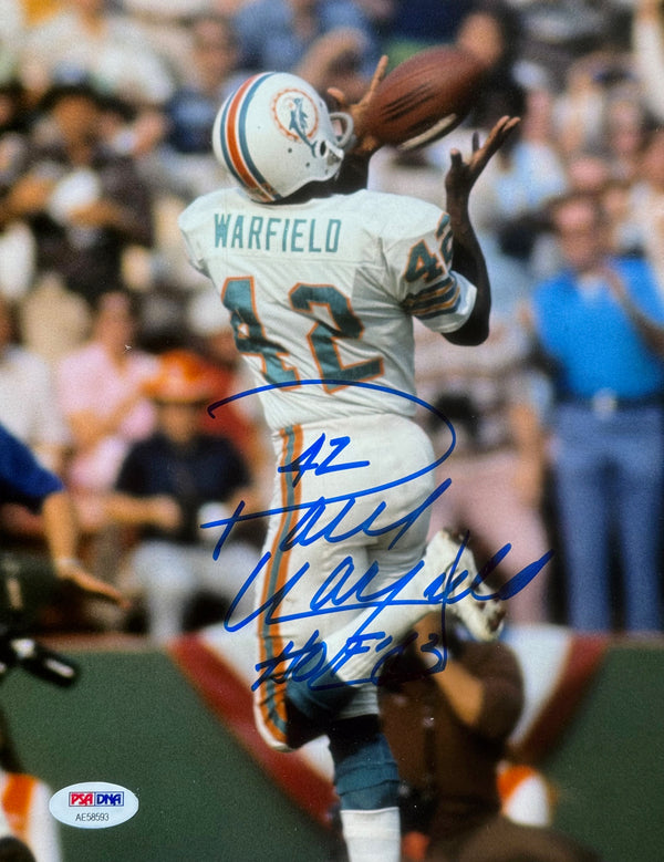 Paul Warfield Autographed Dolphins 8x10 Football Photo (PSA)