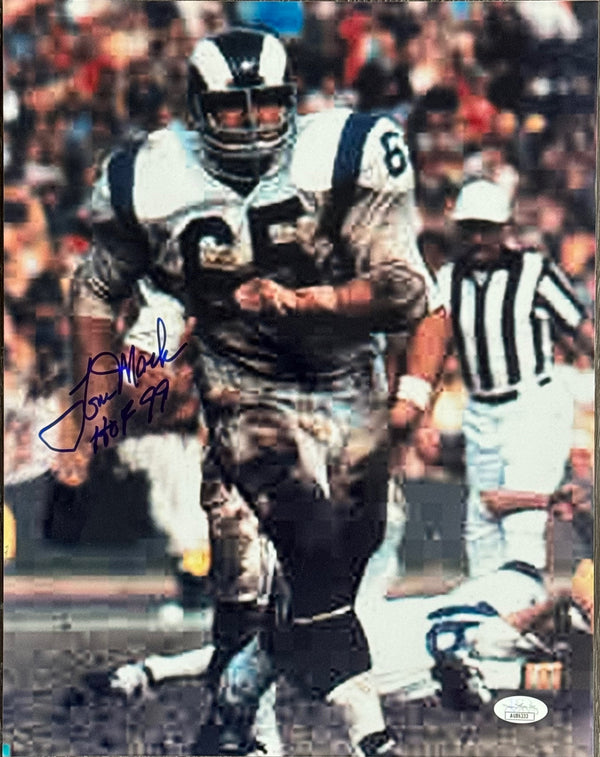Tom Mack Autographed 11x14 Rams Football Photo (JSA)