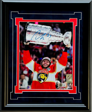 Carter Verhaeghe Autographed Panthers 8x10 Framed Photo Raising Stanley Cup (Beckett Witness)