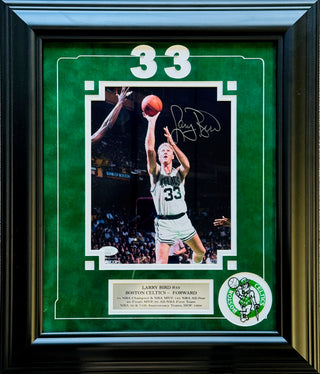 Larry Bird Autographed 8x10 Framed Basketball Photo (JSA)