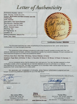 Hall Of Famers and Stars Signed Cracker Jack Old Timers Day Baseball (JSA)