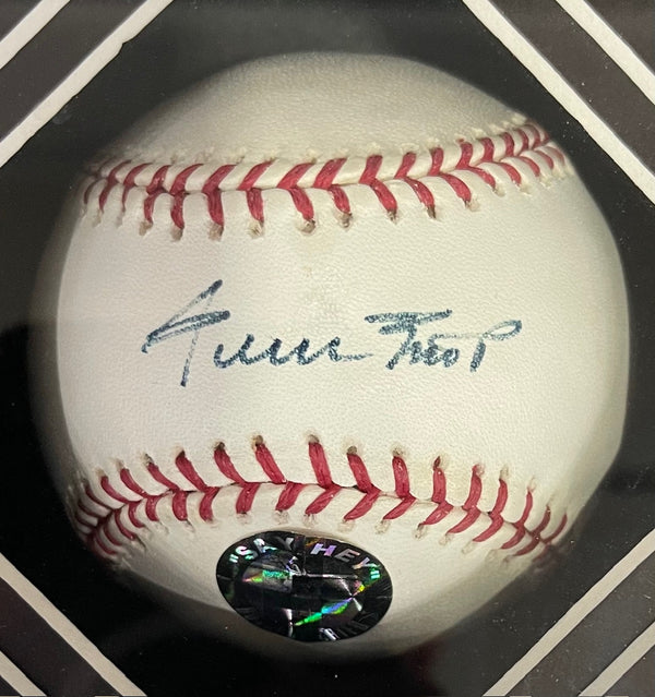Willie Mays Autographed Official Major League Baseball 8x10 Photo Shadowbox (PSA)