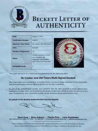 N.L. Cracker Jack Old Timers Autographed Baseball (Beckett)