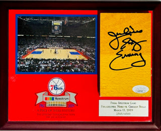 Julius "Dr J" Erving Autographed Official Philadelphia 76ers Spectrum Court Piece (JSA)