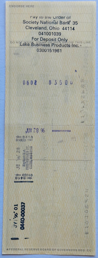 Dante Lavelli Autographed Cancelled Check