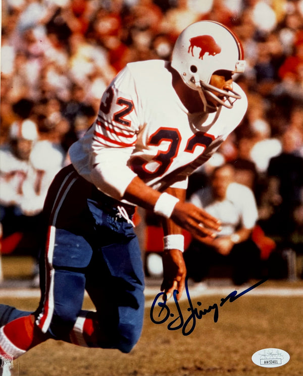 O.J. Simpson Autographed Bills 8x10 Football Photo (JSA)