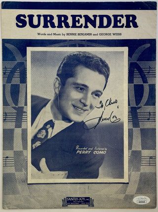 Perry Como “Surrender” Autographed Sheet Music (JSA)