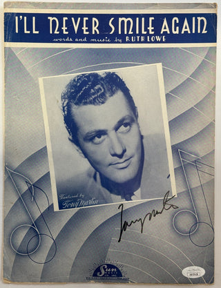 Tony Martin “I'll Never Smile Again” Autographed Sheet Music (JSA)