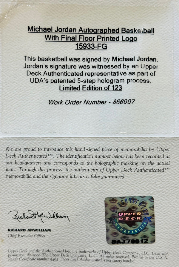 Michael Jordan Signed Wilson Jet Official Basketball with Final Floor Parquet #25/123 (UDA)