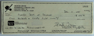 Monte Irvin Autographed Cancelled Check
