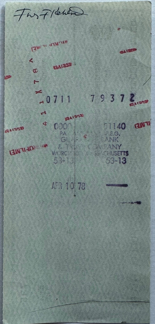 Bob Cousy Autographed Cancelled Check