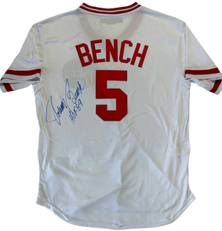 Johnny Bench Autographed Majestic Cooperstown Collection XL Reds Jersey (JSA)