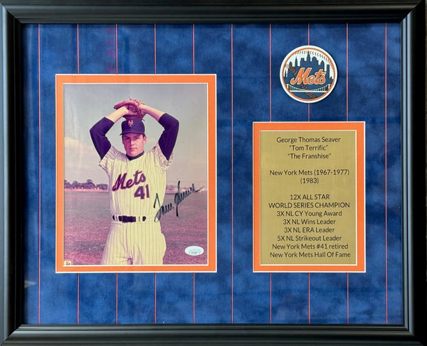Tom Seaver Autographed Mets 8x10 Baseball Framed Photo (JSA)