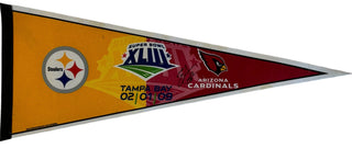 Edgerrin James Autographed Super Bowl XLIII Cardinals vs Steelers Pennant