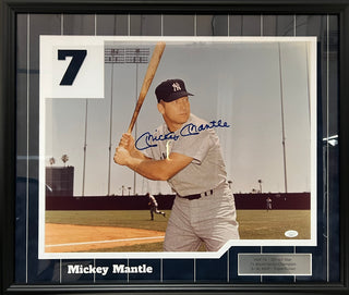 Mickey Mantle Autographed New York Yankees Framed 16x20 Photo (JSA)