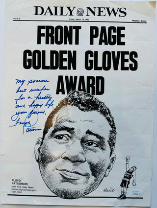 Floyd Patterson Autographed 11x15 Boxing Page (JSA)