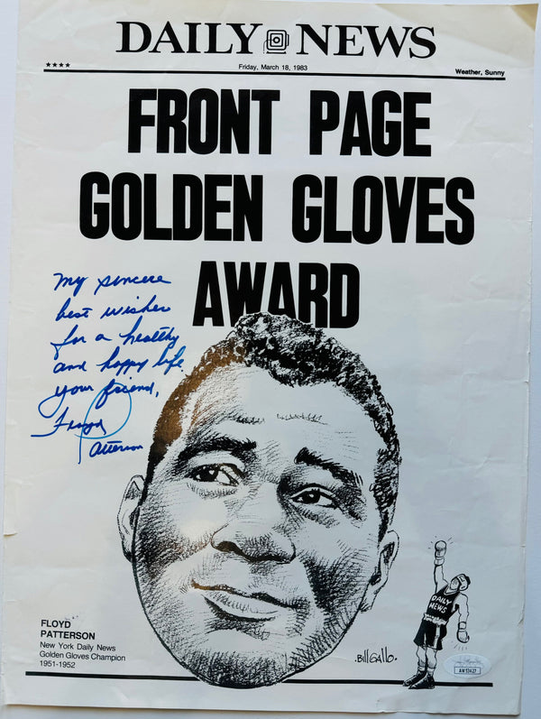 Floyd Patterson Autographed 11x15 Boxing Page (JSA)