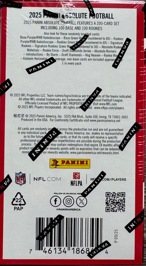 2025 Panini Absolute Football Hobby Blaster Box