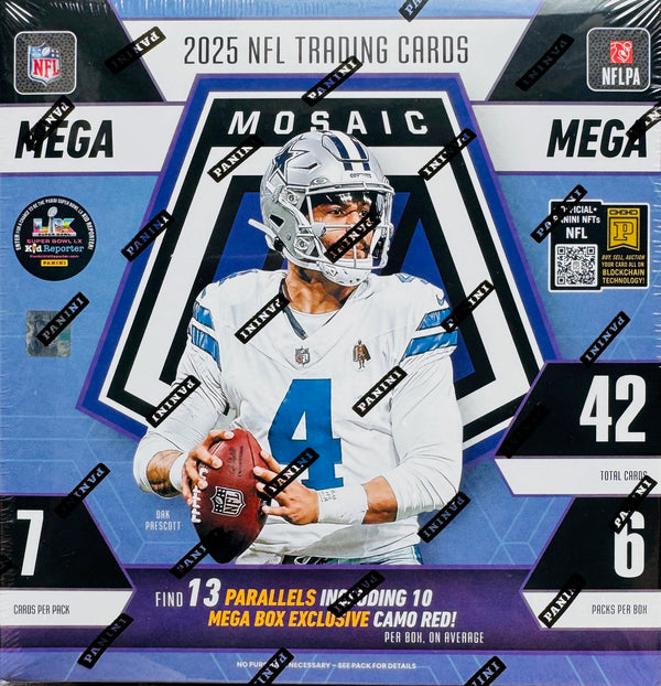 2025 Panini Mosaic Football Hobby Mega Box (Ultra Rare Stained Glass Micro Mosaic)