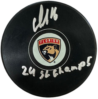 Aleksander Barkov Autographed Panthers Puck (Beckett Witness)