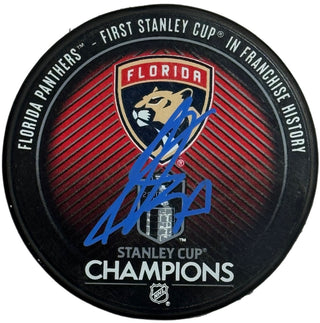 Sergei Bobrovsky Autographed Panthers Stanley Cup Champions Puck (Beckett Witness)