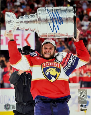 Aleksander Barkov Autographed Panthers 8x10 Raising Stanley Cup (Beckett Witness)