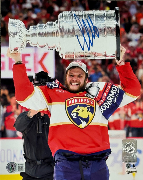 Aleksander Barkov Autographed Panthers 8x10 Raising Stanley Cup (Beckett Witness)